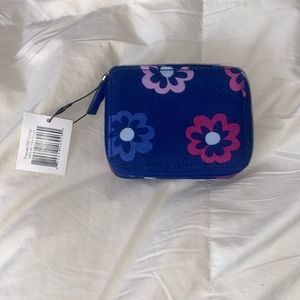 Vera Bradley blue and floral zippered pill container new with tags
